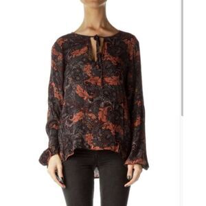 Sancturay Floral Printed Top Womens Size‎ S Balloon Sleeves Peasant Multicolor